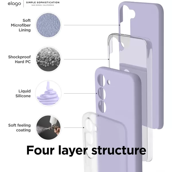 elago Compatible with Samsung Galaxy S23 Case Liquid Silicone Case Full Body Protective Cover Shockproof Slim Phone Case AntiScratch Soft Microfiber Lining 61 inch BlackLavender