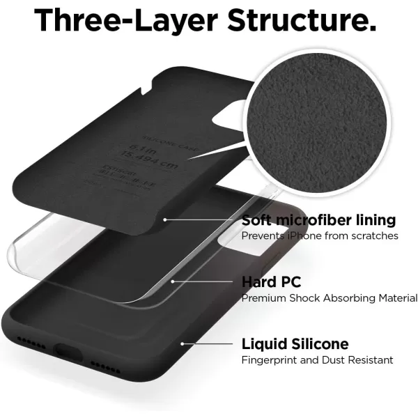 elago Compatible with iPhone 11 Case Liquid Silicone Case Full Body Protective Cover AntiScratch Soft Microfiber 61 inch RediPhone 11 Black