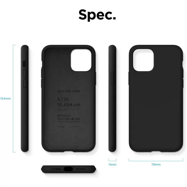 elago Compatible with iPhone 11 Case Liquid Silicone Case Full Body Protective Cover AntiScratch Soft Microfiber 61 inch RediPhone 11 Black