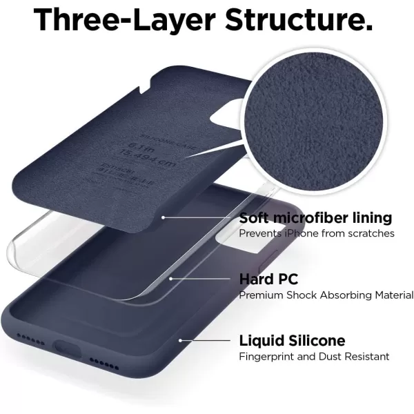 elago Compatible with iPhone 11 Case Liquid Silicone Case Full Body Protective Cover AntiScratch Soft Microfiber 61 inch RediPhone 11 Jean Indigo