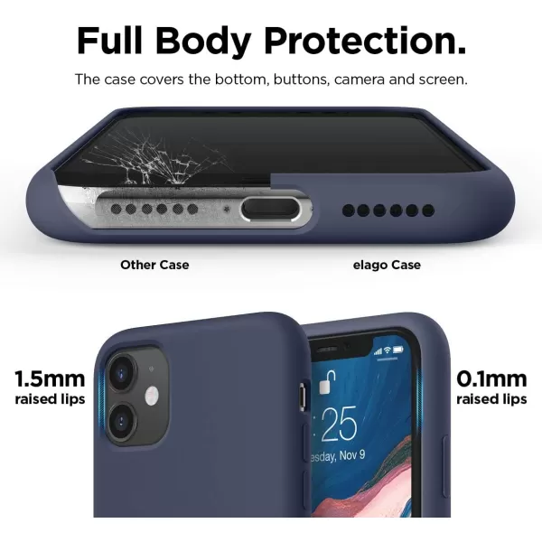 elago Compatible with iPhone 11 Case Liquid Silicone Case Full Body Protective Cover AntiScratch Soft Microfiber 61 inch RediPhone 11 Jean Indigo