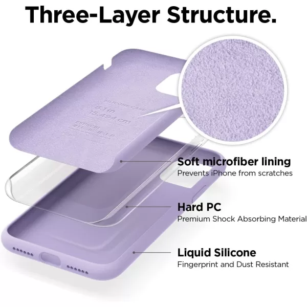 elago Compatible with iPhone 11 Case Liquid Silicone Case Full Body Protective Cover AntiScratch Soft Microfiber 61 inch RediPhone 11 Lavender