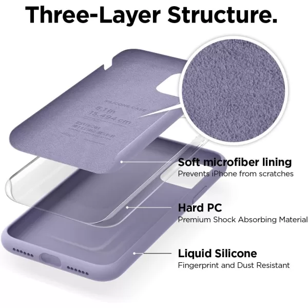 elago Compatible with iPhone 11 Case Liquid Silicone Case Full Body Protective Cover AntiScratch Soft Microfiber 61 inch RediPhone 11 Lavender Grey