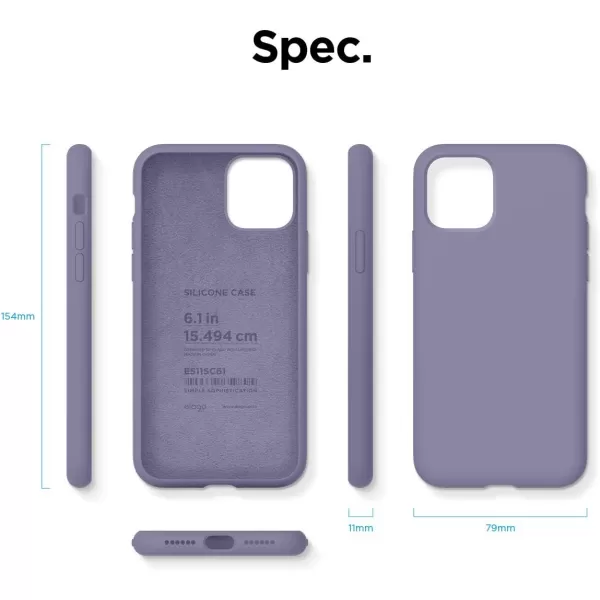 elago Compatible with iPhone 11 Case Liquid Silicone Case Full Body Protective Cover AntiScratch Soft Microfiber 61 inch RediPhone 11 Lavender Grey