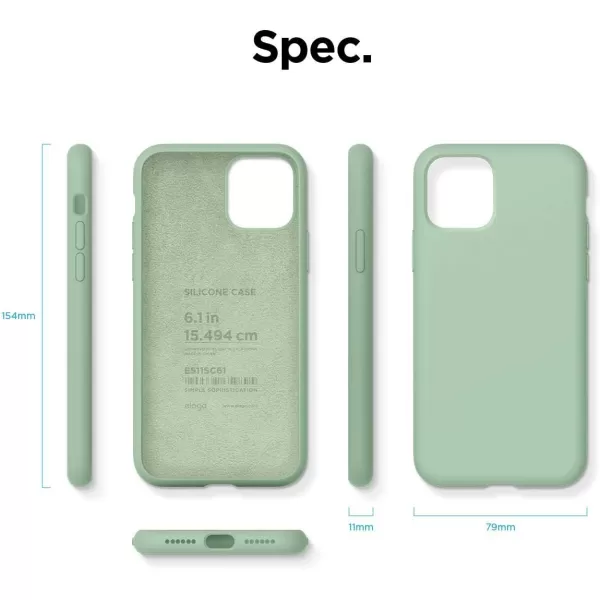 elago Compatible with iPhone 11 Case Liquid Silicone Case Full Body Protective Cover AntiScratch Soft Microfiber 61 inch RediPhone 11 Pastel Green