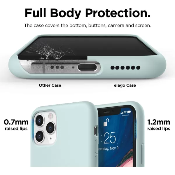 elago Compatible with iPhone 11 Case Liquid Silicone Case Full Body Protective Cover AntiScratch Soft Microfiber 61 inch RediPhone 11 Pro Green