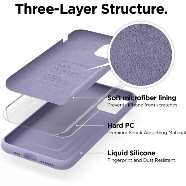 elago Compatible with iPhone 11 Case Liquid Silicone Case Full Body Protective Cover AntiScratch Soft Microfiber 61 inch RediPhone 11 Pro Lavender Grey