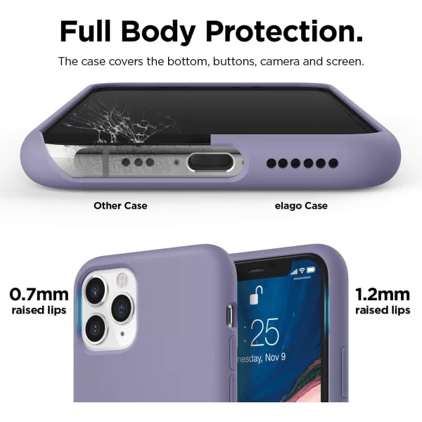 elago Compatible with iPhone 11 Case Liquid Silicone Case Full Body Protective Cover AntiScratch Soft Microfiber 61 inch RediPhone 11 Pro Lavender Grey