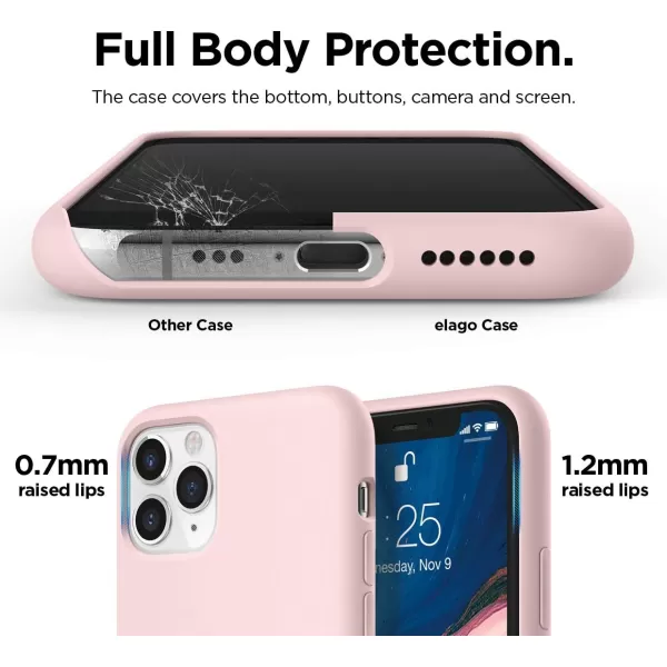 elago Compatible with iPhone 11 Case Liquid Silicone Case Full Body Protective Cover AntiScratch Soft Microfiber 61 inch RediPhone 11 Pro Lovely Pink