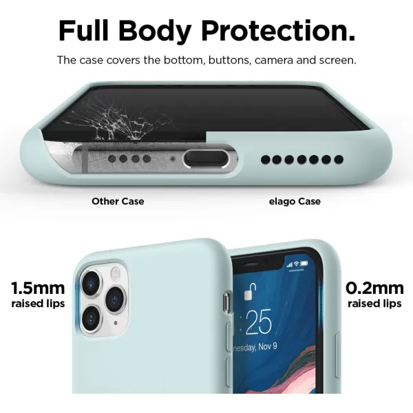 elago Compatible with iPhone 11 Case Liquid Silicone Case Full Body Protective Cover AntiScratch Soft Microfiber 61 inch RediPhone 11 Pro Max Green