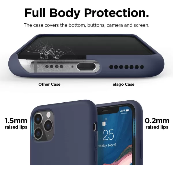 elago Compatible with iPhone 11 Case Liquid Silicone Case Full Body Protective Cover AntiScratch Soft Microfiber 61 inch RediPhone 11 Pro Max Jean Indigo