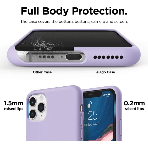 elago Compatible with iPhone 11 Case Liquid Silicone Case Full Body Protective Cover AntiScratch Soft Microfiber 61 inch RediPhone 11 Pro Max Lavender