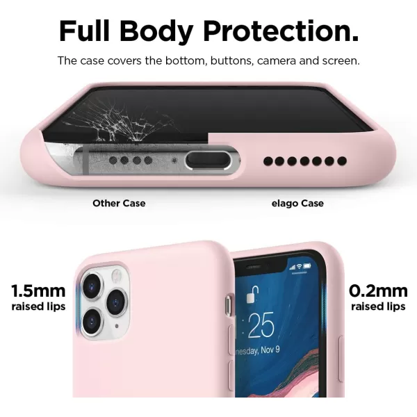 elago Compatible with iPhone 11 Case Liquid Silicone Case Full Body Protective Cover AntiScratch Soft Microfiber 61 inch RediPhone 11 Pro Max Lovely Pink