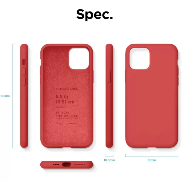 elago Compatible with iPhone 11 Case Liquid Silicone Case Full Body Protective Cover AntiScratch Soft Microfiber 61 inch RediPhone 11 Pro Max Red