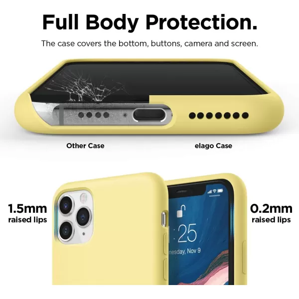 elago Compatible with iPhone 11 Case Liquid Silicone Case Full Body Protective Cover AntiScratch Soft Microfiber 61 inch RediPhone 11 Pro Max Yellow