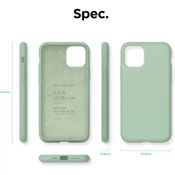 elago Compatible with iPhone 11 Case Liquid Silicone Case Full Body Protective Cover AntiScratch Soft Microfiber 61 inch RediPhone 11 Pro Pastel Green