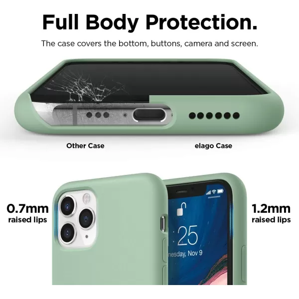 elago Compatible with iPhone 11 Case Liquid Silicone Case Full Body Protective Cover AntiScratch Soft Microfiber 61 inch RediPhone 11 Pro Pastel Green