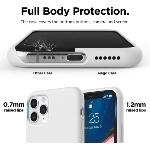 elago Compatible with iPhone 11 Case Liquid Silicone Case Full Body Protective Cover AntiScratch Soft Microfiber 61 inch RediPhone 11 Pro White