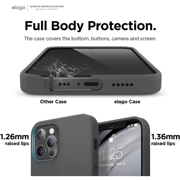 elago Compatible with iPhone 12 Mini Case Liquid Silicone Case Full Body Protective Cover Shockproof Slim Phone Case AntiScratch Soft Microfiber Lining 54 inch OrangeiPhone 12  iPhone 12 Pro Dark Grey