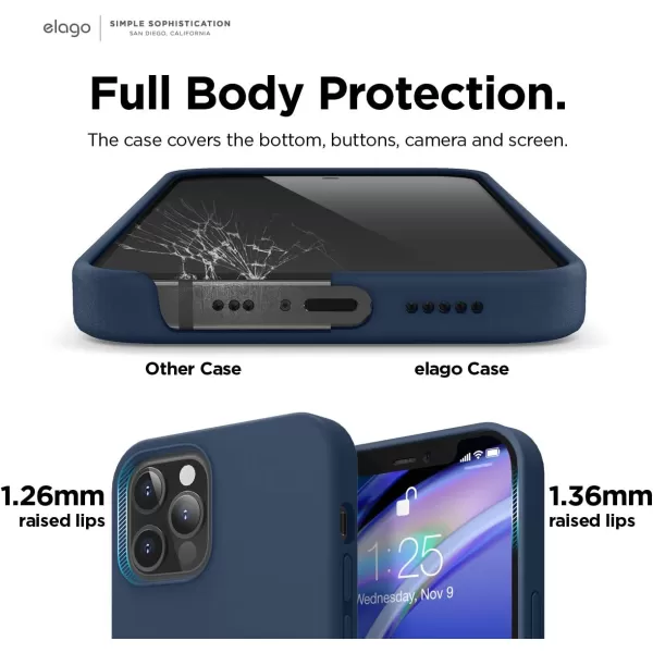 elago Compatible with iPhone 12 Mini Case Liquid Silicone Case Full Body Protective Cover Shockproof Slim Phone Case AntiScratch Soft Microfiber Lining 54 inch OrangeiPhone 12  iPhone 12 Pro Jean Indigo