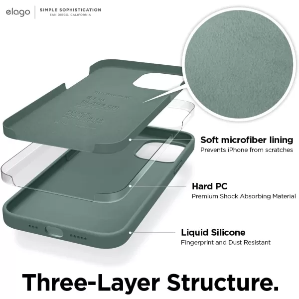 elago Compatible with iPhone 12 Mini Case Liquid Silicone Case Full Body Protective Cover Shockproof Slim Phone Case AntiScratch Soft Microfiber Lining 54 inch OrangeiPhone 12  iPhone 12 Pro Midnight Green