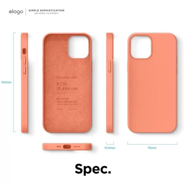 elago Compatible with iPhone 12 Mini Case Liquid Silicone Case Full Body Protective Cover Shockproof Slim Phone Case AntiScratch Soft Microfiber Lining 54 inch OrangeiPhone 12  iPhone 12 Pro Orange