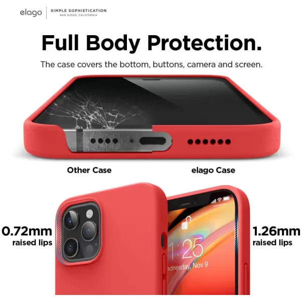 elago Compatible with iPhone 12 Mini Case Liquid Silicone Case Full Body Protective Cover Shockproof Slim Phone Case AntiScratch Soft Microfiber Lining 54 inch OrangeiPhone 12 Pro Max Red