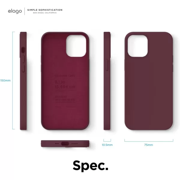 elago Compatible with iPhone 12 Mini Case Liquid Silicone Case Full Body Protective Cover Shockproof Slim Phone Case AntiScratch Soft Microfiber Lining 54 inch OrangeiPhone 12  iPhone 12 Pro Burgundy