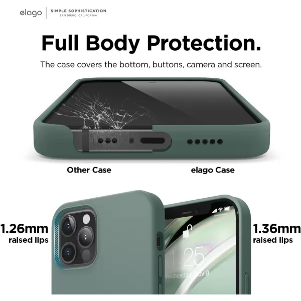 elago Compatible with iPhone 12 Mini Case Liquid Silicone Case Full Body Protective Cover Shockproof Slim Phone Case AntiScratch Soft Microfiber Lining 54 inch OrangeiPhone 12  iPhone 12 Pro Midnight Green