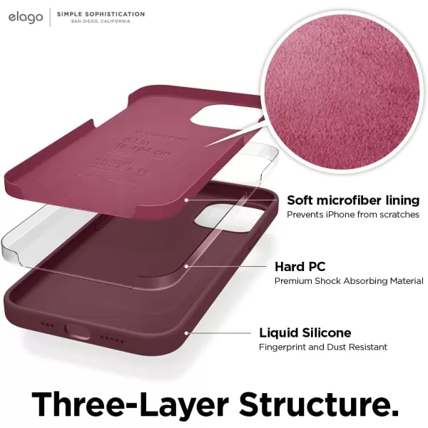 elago Compatible with iPhone 12 Mini Case Liquid Silicone Case Full Body Protective Cover Shockproof Slim Phone Case AntiScratch Soft Microfiber Lining 54 inch OrangeiPhone 12  iPhone 12 Pro Burgundy