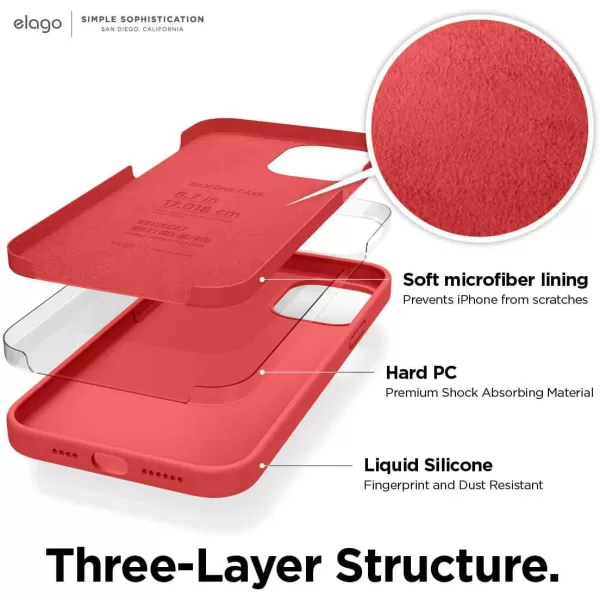 elago Compatible with iPhone 12 Mini Case Liquid Silicone Case Full Body Protective Cover Shockproof Slim Phone Case AntiScratch Soft Microfiber Lining 54 inch OrangeiPhone 12 Pro Max Red