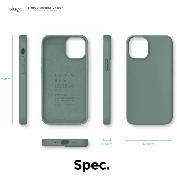 elago Compatible with iPhone 12 Mini Case Liquid Silicone Case Full Body Protective Cover Shockproof Slim Phone Case AntiScratch Soft Microfiber Lining 54 inch OrangeiPhone 12 Mini Midnight Green