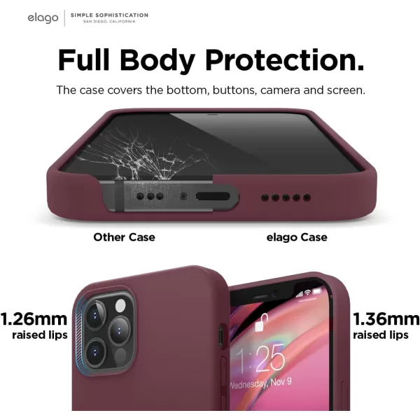 elago Compatible with iPhone 12 Mini Case Liquid Silicone Case Full Body Protective Cover Shockproof Slim Phone Case AntiScratch Soft Microfiber Lining 54 inch OrangeiPhone 12  iPhone 12 Pro Burgundy