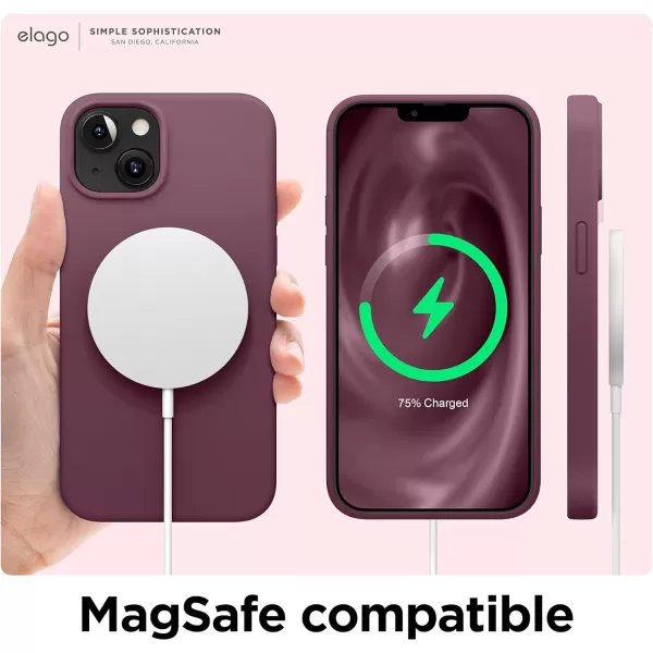 elago Compatible with iPhone 13 Case Liquid Silicone Case Full Body Screen Camera Protective Cover Shockproof Slim Phone Case AntiScratch Soft Microfiber Lining 61 inch Pastel GreenBurgundy