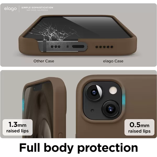 elago Compatible with iPhone 13 Case Liquid Silicone Case Full Body Screen Camera Protective Cover Shockproof Slim Phone Case AntiScratch Soft Microfiber Lining 61 inch Pastel GreenBrown