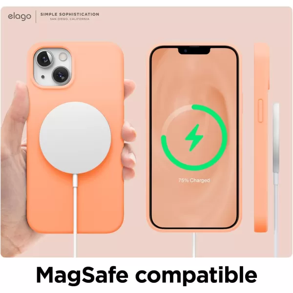 elago Compatible with iPhone 13 Case Liquid Silicone Case Full Body Screen Camera Protective Cover Shockproof Slim Phone Case AntiScratch Soft Microfiber Lining 61 inch Pastel GreenSalmon