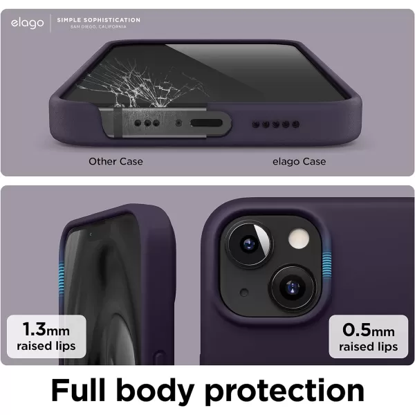 elago Compatible with iPhone 13 Case Liquid Silicone Case Full Body Screen Camera Protective Cover Shockproof Slim Phone Case AntiScratch Soft Microfiber Lining 61 inch Pastel GreenDeep Purple