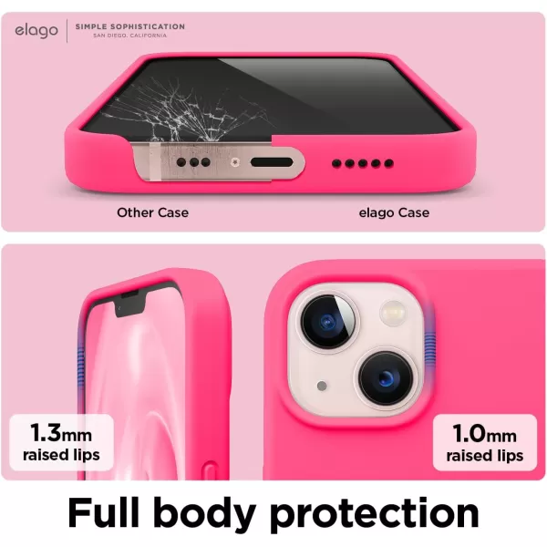 elago Compatible with iPhone 13 Case Liquid Silicone Case Full Body Screen Camera Protective Cover Shockproof Slim Phone Case AntiScratch Soft Microfiber Lining 61 inch Pastel GreenIce Red