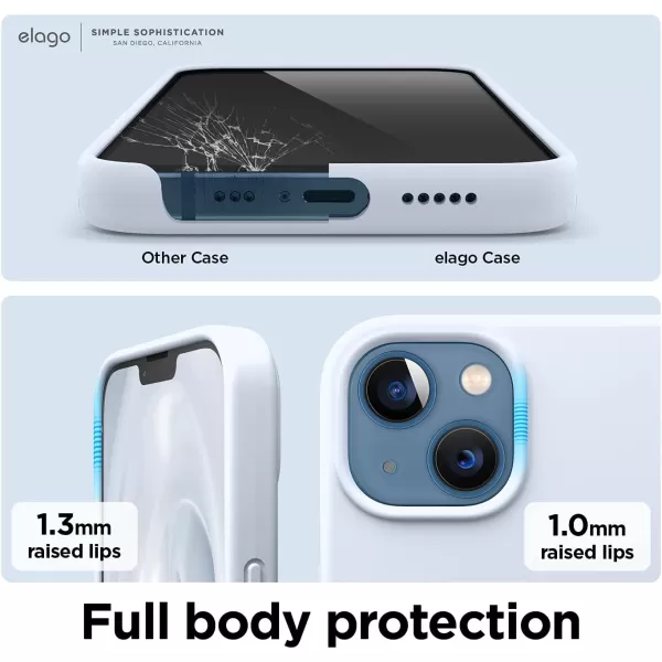 elago Compatible with iPhone 13 Case Liquid Silicone Case Full Body Screen Camera Protective Cover Shockproof Slim Phone Case AntiScratch Soft Microfiber Lining 61 inch Pastel GreenLight Blue