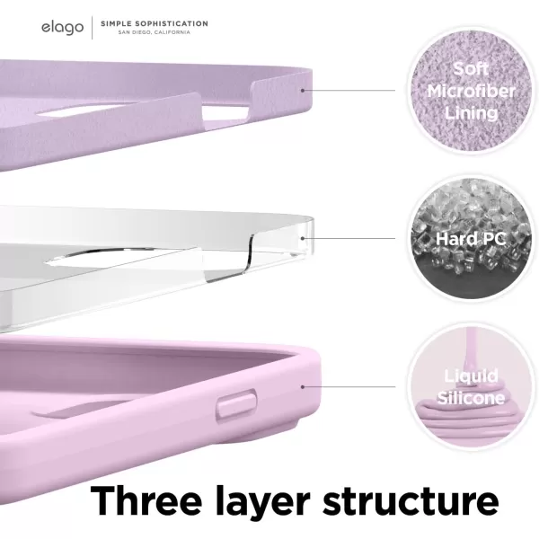 elago Compatible with iPhone 13 Case Liquid Silicone Case Full Body Screen Camera Protective Cover Shockproof Slim Phone Case AntiScratch Soft Microfiber Lining 61 inch Pastel GreenLight Lilac