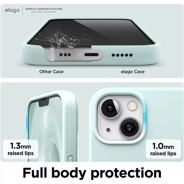 elago Compatible with iPhone 13 Case Liquid Silicone Case Full Body Screen Camera Protective Cover Shockproof Slim Phone Case AntiScratch Soft Microfiber Lining 61 inch Pastel GreenGreen