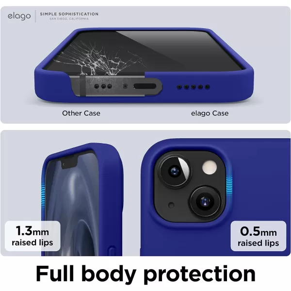 elago Compatible with iPhone 13 Case Liquid Silicone Case Full Body Screen Camera Protective Cover Shockproof Slim Phone Case AntiScratch Soft Microfiber Lining 61 inch Pastel GreenCobalt Blue