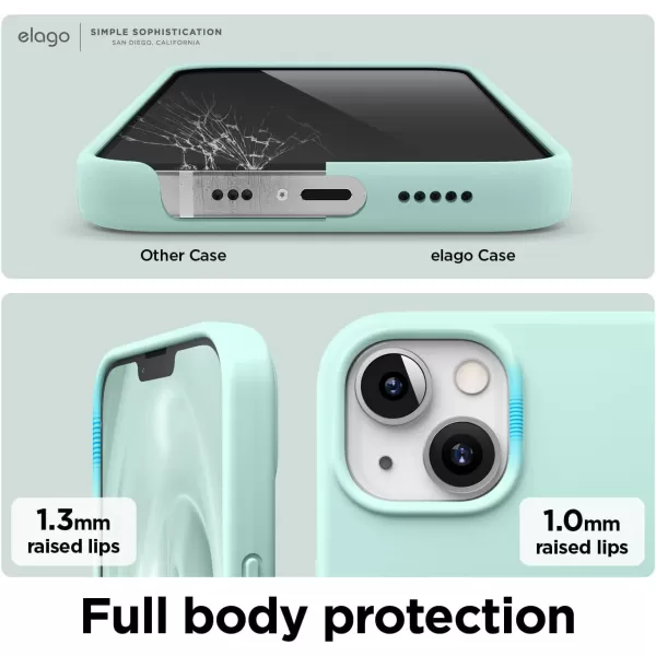 elago Compatible with iPhone 13 Case Liquid Silicone Case Full Body Screen Camera Protective Cover Shockproof Slim Phone Case AntiScratch Soft Microfiber Lining 61 inch Pastel GreenAqua Sky