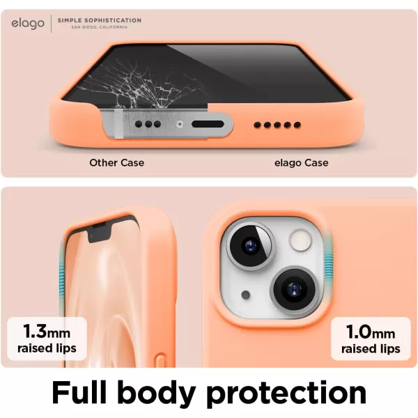 elago Compatible with iPhone 13 Case Liquid Silicone Case Full Body Screen Camera Protective Cover Shockproof Slim Phone Case AntiScratch Soft Microfiber Lining 61 inch Pastel GreenSalmon