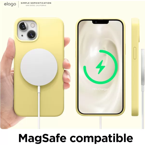 elago Compatible with iPhone 13 Case Liquid Silicone Case Full Body Screen Camera Protective Cover Shockproof Slim Phone Case AntiScratch Soft Microfiber Lining 61 inch Pastel GreenYellow