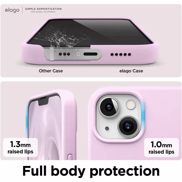 elago Compatible with iPhone 13 Case Liquid Silicone Case Full Body Screen Camera Protective Cover Shockproof Slim Phone Case AntiScratch Soft Microfiber Lining 61 inch Pastel GreenLight Lilac