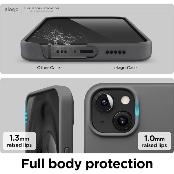 elago Compatible with iPhone 13 Case Liquid Silicone Case Full Body Screen Camera Protective Cover Shockproof Slim Phone Case AntiScratch Soft Microfiber Lining 61 inch Pastel GreenDark Grey