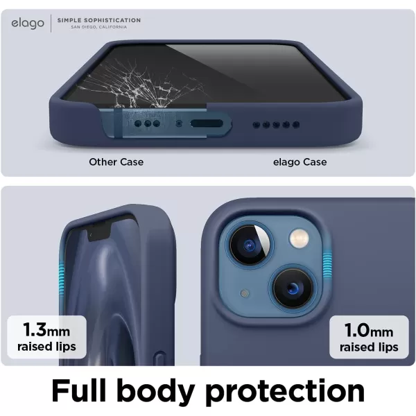 elago Compatible with iPhone 13 Case Liquid Silicone Case Full Body Screen Camera Protective Cover Shockproof Slim Phone Case AntiScratch Soft Microfiber Lining 61 inch Pastel GreenJean Indigo