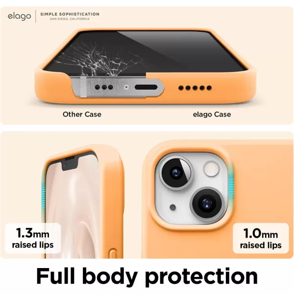 elago Compatible with iPhone 13 Case Liquid Silicone Case Full Body Screen Camera Protective Cover Shockproof Slim Phone Case AntiScratch Soft Microfiber Lining 61 inch Pastel GreenOrange