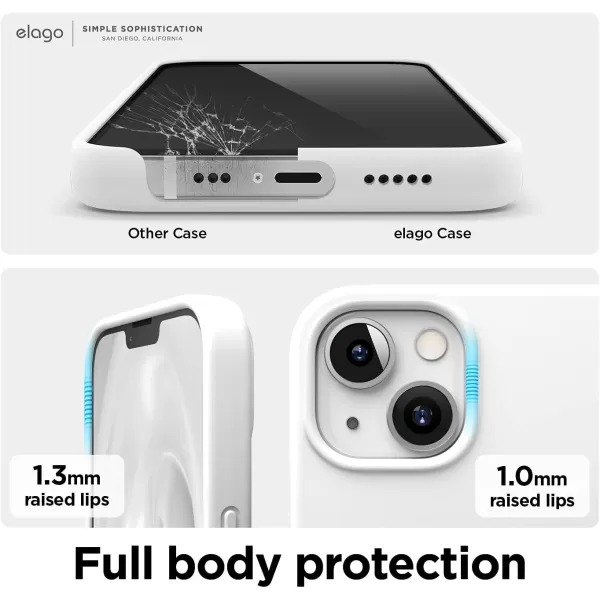 elago Compatible with iPhone 13 Case Liquid Silicone Case Full Body Screen Camera Protective Cover Shockproof Slim Phone Case AntiScratch Soft Microfiber Lining 61 inch Pastel GreenWhite